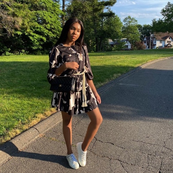 Long Sleeve Rope Belt Tiered Dress - Picture 8 of 9